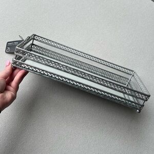 Elegant Silver Quatrefoil Patterned Mirrored Vanity Tray | Macy’s Robely Home